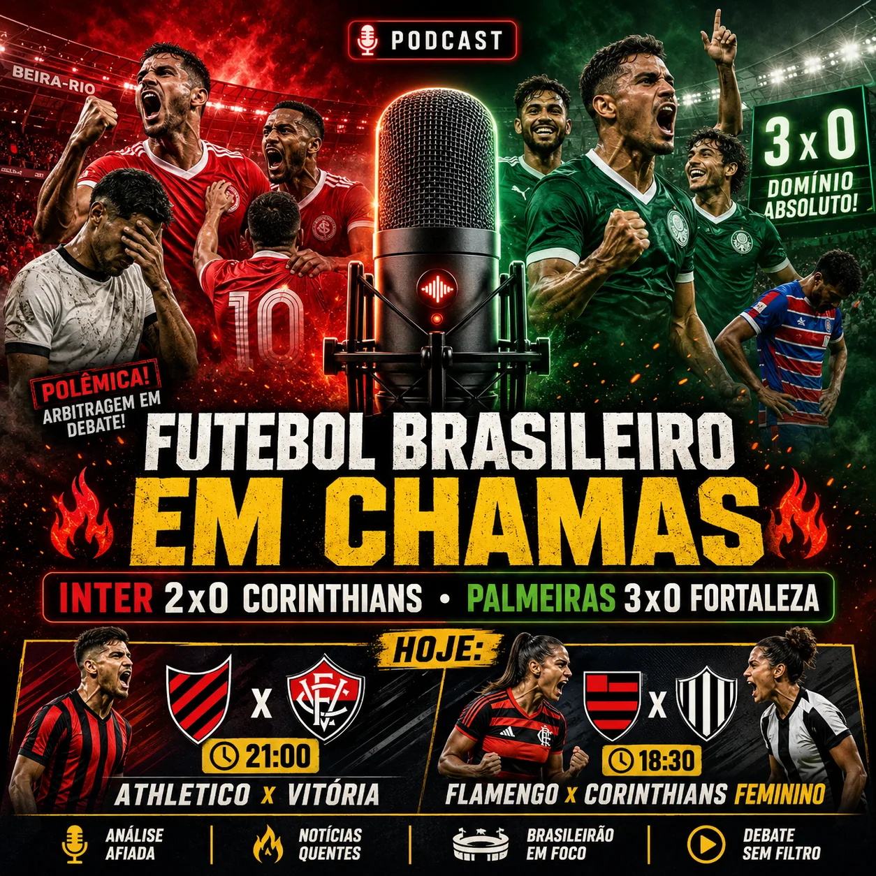 Giro Diário 03/08: Inter domina o Corinthians e a arbitragem vira polêmica